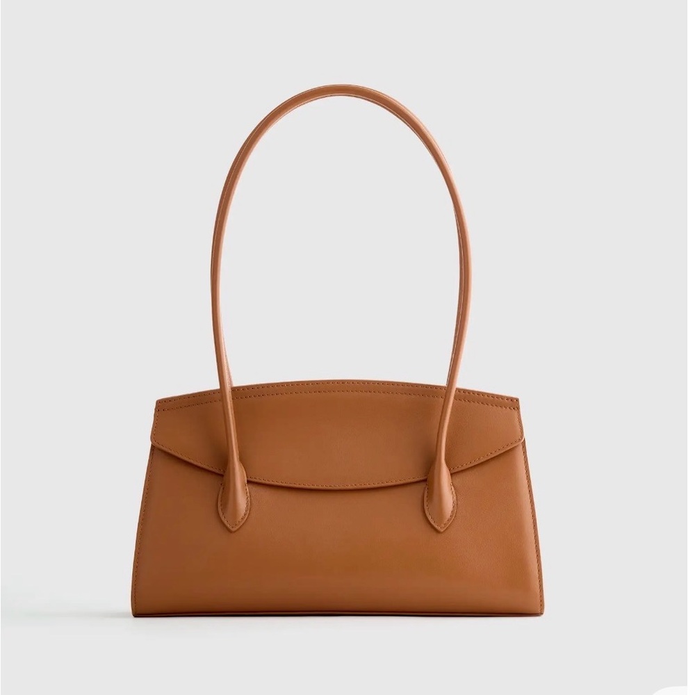 Quince Italian Leather Two Strap Brown Shoulder Bag